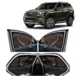 Car Magnetic Sun Shades/Curtains, Suitable For Mahindra Scorpio N, Model Year : 2022 Onwards, Half Cut in Front Window With Rear Windshield, Color : Black, Cotton Mesh, 7 Piece