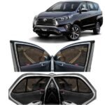 Car Magnetic Sun Shades/Curtains, Suitable For Toyota Innova Crysta, Model Year : 2021 Onwards, Half Cut in Front Window With Rear Windshield, Color : Black, Cotton Mesh, 7 Piece