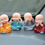 Baby Monk Buddha Set Of 4 Statue for Car Dashboard Decor
