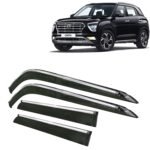 Car Wind Deflectors Rain Guard Door Visor with Chrome Lining for Hyundai Creta, Model Year : 2020 Onwards, Color : Smoke, Polycarbonate, Complete Set of 4 Piece
